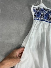 Roxy White Embroidered Open Back Midi Dress XLMediterranean Boho Resort Vacation