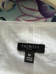 Talbots Petite 8P White Solid Wrap Midi Dress V-Neck Sleeveless Woven Lined