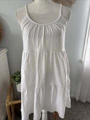 Old Navy Dress Mini Short Sun Dress White Thin Straps Cotton Knit Beach Small S