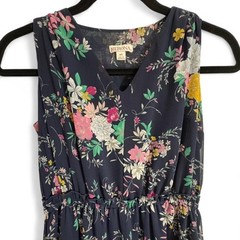 Cottagecore Maxi Dress Floral Tiered Boho Merona Navy Blue Size XS summer party