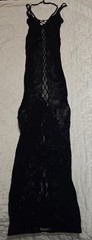 Women Bodysuit Fishnet Long Dress Black Mesh,one size Fits Most