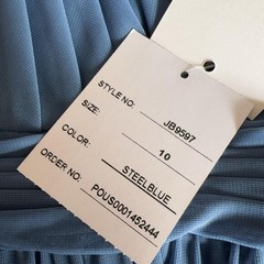 David&rsquo;s Bridal Dress Womens 10 Steel Blue Y Neck Mesh Maxi Formal NWT $99 Gown