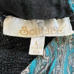 Solitaire Bohemian Patchwork Smocked Paisley Multi-Color Maxi Dress Size L