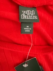 Wild Fable Womens Dress M Red Long Sleeve Keyhole Recycled Polyester Side Slit
