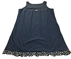 Profile Womens Sleeveless Tank Dress Sz L Blue Floral Scoop Neck Stretch Pockets