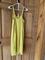 Hem And Thread Lightweight Lined Yellow Summer Dress Side Splits Braided Straps