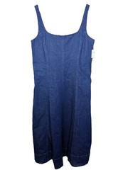 GAP Denim Square Neck Maxi Dress XL Dark Wash Sleeveless Cotton Stretch Modest