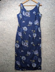 MHM Melissa Harper Dress Womens 12 Blue Sleeveless Back Slit Lined Maxi