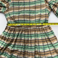 Second Female Plaid Puff Sleeve Albertine Dress Size Small Green Tan Cottagecore