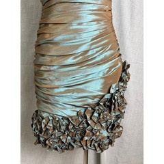 Dalia MacPhee Metallic Irridescent Ruched Strapless Dress 6 Sculpted Ruffle Hem