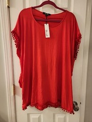 Yanak Sonja Mini Dress Pom Pom Red One Size/Fits Up To A 2X