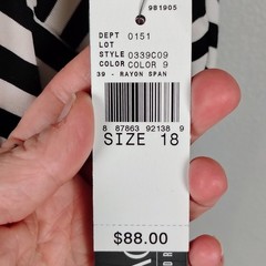 AGB Dress 18 Black Cream Striped Sleeveless Maxi Jersey Knit NWT nautical