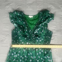 Roller Rabbit Dress Cerro Ondike Mini Green Pink Floral Womens Size Large