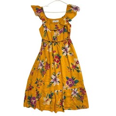 Old Navy Cami Women Boho Beach Hawaiian Floral Yellow Lined M Sleeveless Dress