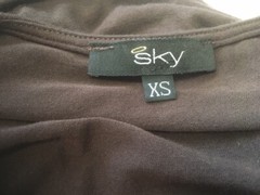 SKY BRAND DEEP V NECK BROWN DRESS w LEATHER JEWELED BELT Sz XS EUC