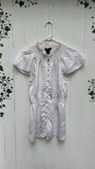 Y2K Business Casual CottageCore White House Black Market 100% Silk Sinched Top
