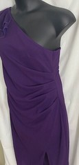 women&rsquo;s one shoulder dark purple dress size large slit ruffle sleeve side zipper