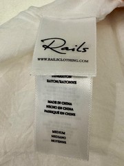 Rails Clement Dress M Medium Montreal Stripe Tie Waist Linen Rayon Blend Midi