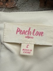 Peach Love California Faux Leather Split Color Sequin Boot Knee LengthDress Sz S