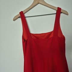 Bhldn &lsquo;Blake&rsquo; Red Square-Neck Stretch Crepe Gown Dress With Slit Size Medium