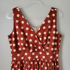 Brown Cream Polka Dot Sun Dress 10 Twee Retro Preppy Wedding Guest Date Night