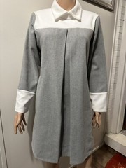 Dress Coat Gray/ White Long Sleeve Size XL By LANYUELIANG