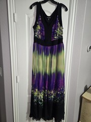 I.N. STUDIO Women&rsquo;s Plus Maxi Dress Colorblock Chiffon, Sleeveless, Size 18W