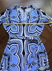 INC International Concepts Sheath Blue Multicolor 3/4 Sleeve Sz 4P Jersey Dress