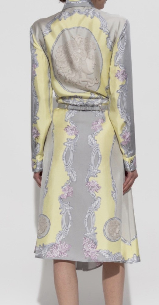 VERSACE Medusa Print Shirt Dress Yellow NWT sz US 4 IT 40 $3600