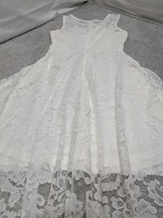 Muadress White Lace High Low Dress XS Sleeveless Sheer Wedding Party Formal