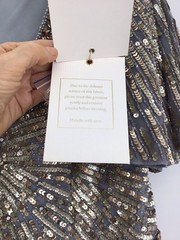 Mac Duggal Sequin NWT $595 #5538 Sequin Flutter Sleeve Gown Formal Silver SZ 10