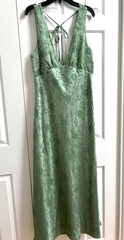 NWOT Lucky Brand womens long prom/formal dress sz XL green embossed sleeveless