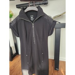 Zenergy by Chicos Black Half Zip Stowaway Hood Active Dress Size 1 Med RN79984