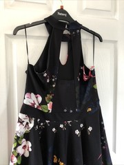 LADIES – Black Patterned Halter Neck Dress – SELECT – Size 16 – BX31