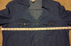 DB Est 1962Denim Shirt Dress Lightweight Chest Pockets Convertible Sleeve Length