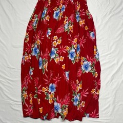 Aloha Hut Hawaii One-Size Red Floral Pull On Long Hawaiian Dress