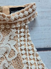PrettyLittleThing Cream White Lace High Neck Halter Mini Dress Nude Lining UK
