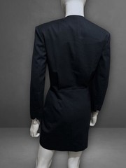 SANDRO Women’s Grattinara Wrap-Effect Twill Dress In Midnight Blue Sz 36 (4)