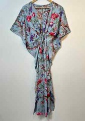 Indian Bird Print Kaftan 100% Cotton Hippie Maxi Women Nightwear Caftan Dress