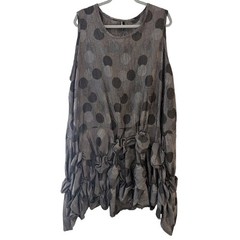 Dress To Kill Grey Polka Dot Lagenlook Bubble Hem Tunic Dress One Size Made USA