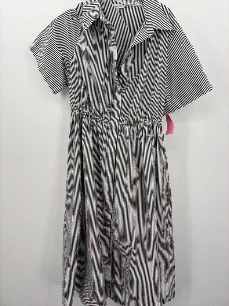 Pre-Owned Banana Republic Grey Size Large Stripe Maxi Short Sleeve Dress