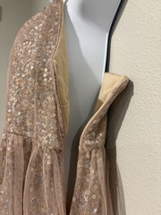 Blush Pink Sequin Tulle Overlay Mini Dress~Jr L~Empire Waist Balletcore Party