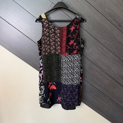 Sacred Threads Women&rsquo;s Patchwork Button Front Sleeveless Tunic Boho S/M