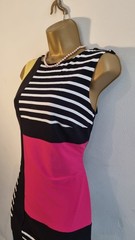 Smart Joseph Ribkoff Monochrome Stripe And Colour Block Shift Dress Size 8