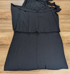 Womens Simply Vera Black Cinched Split Sides Hem Maxi Dress Ribbon Tie Belt Sz S