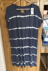 J. Jill Tie Dye T-Shirt Dress M Gray White Knit Cotton Modal Knee Length