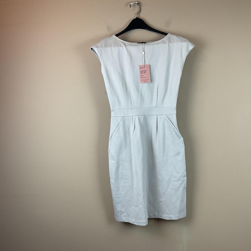Quest Ultra Stretch Ponte Cap Sleeve Dress Women’s XS Beige Rayon Nylon Spandex