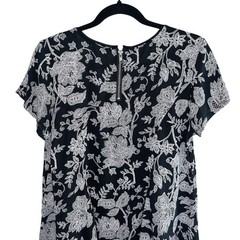 Silence + Noise Black Floral Shift Mini Dress M Urban Outfitters Boho Whimsigoth