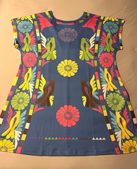 Women’s Blue Multicolor Bird Floral Print Scoop Neck Cap Sleeve Shift Dress