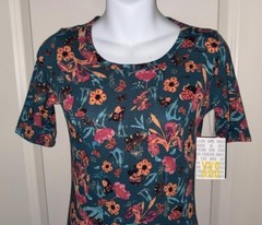 LULAROE Teal JULIA Dress ~ Straight Pencil ~ Butterflies/Bees/Floral ~ NWT! XXS